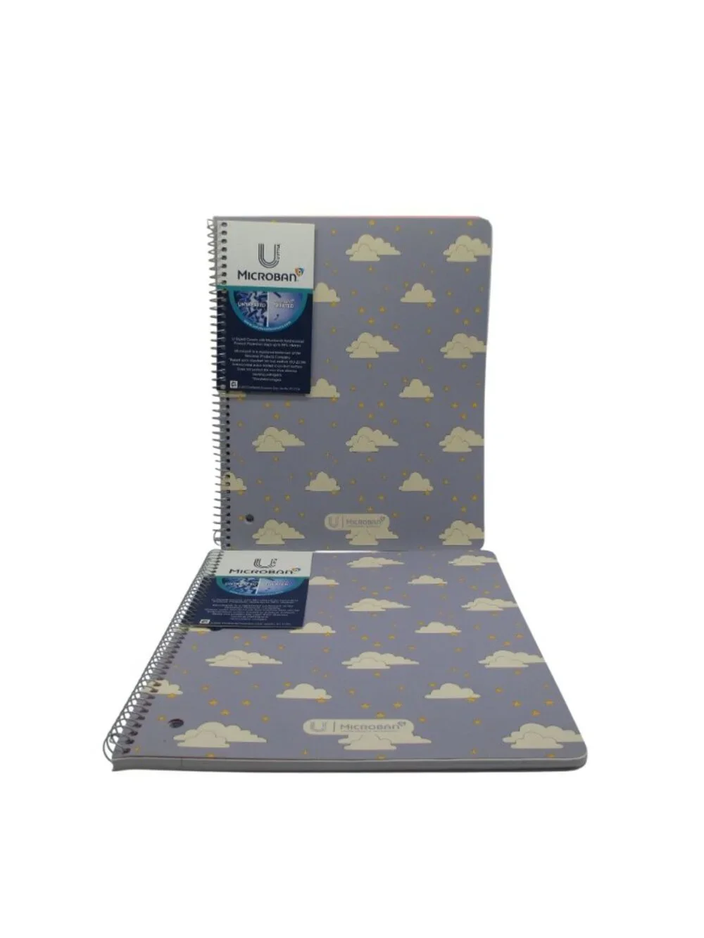 U Style 2 Pack Microban ANTIMICROBIAL Wide Ruled Notebook Purple Sky & Clouds